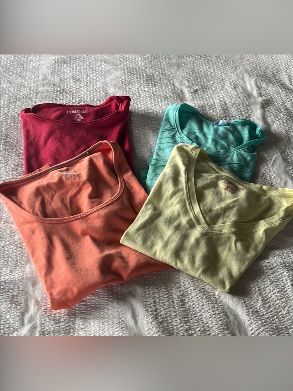 Comfort Colors Women's Tee Bundle of 4 in Coral, Red, Mint, and Pale Yellow